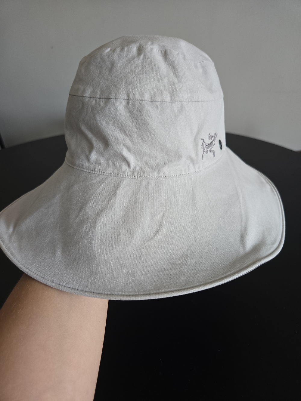 Arc'teryx Vintage Cotton Bucket Sun Hat Wide Brim Grey Beige EUC